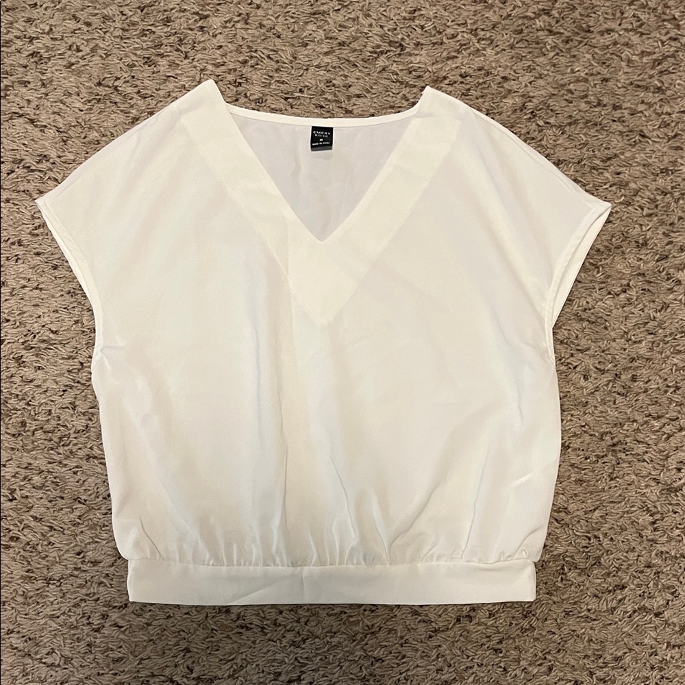 Emory Rose White V-Neck Cropped Blouse
